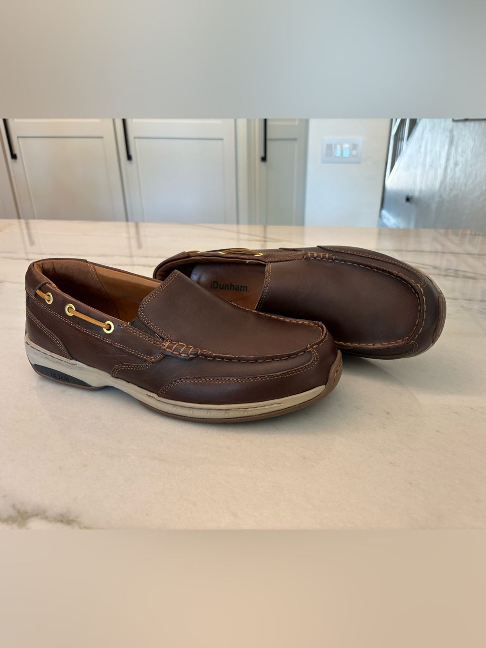 Dunham Men's Leather Brown Waterford Slip On boat shoes loafers Size 10 New